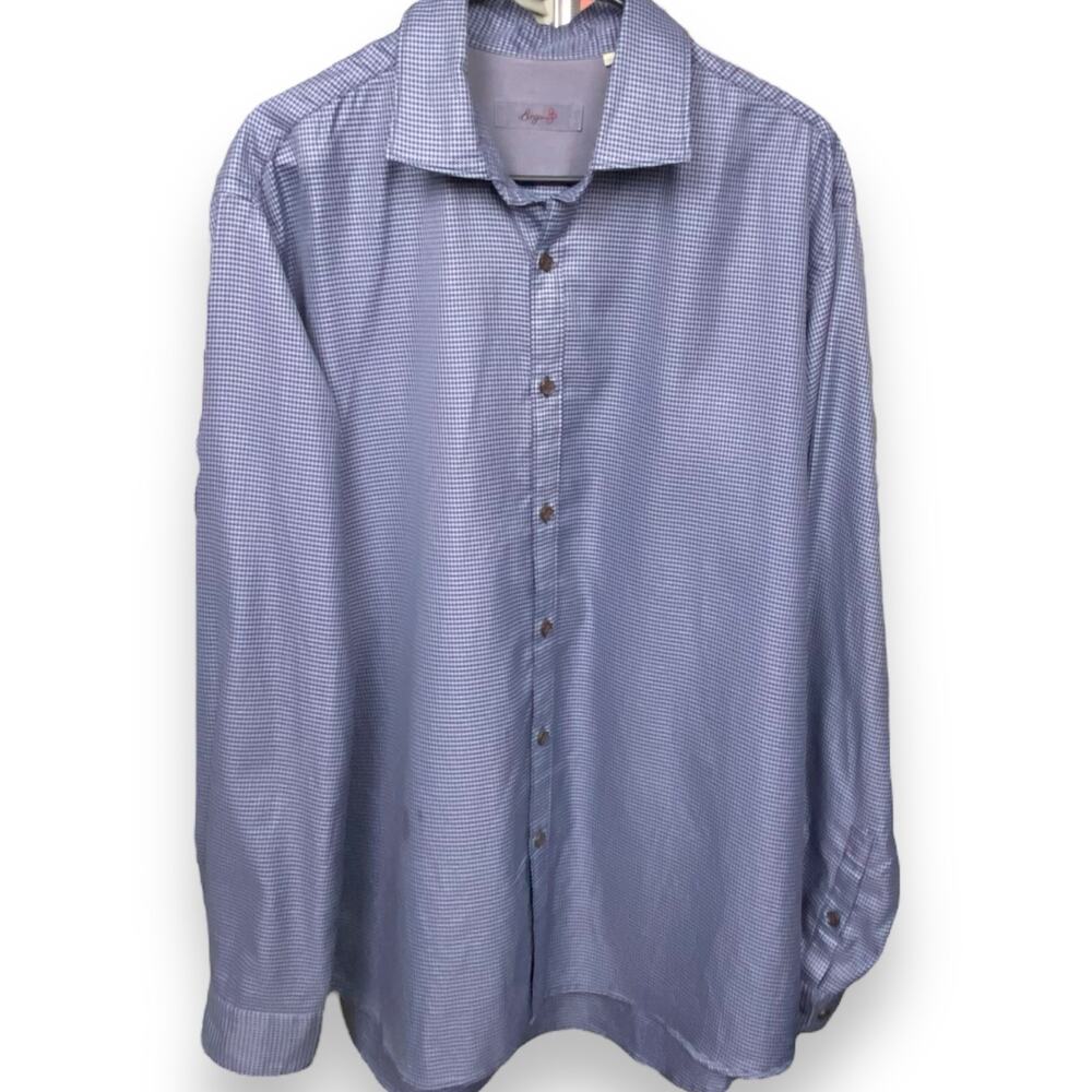 Borgo 28 Blue/Gray Houndstooth Button Down Dress Shirt - Size XL
